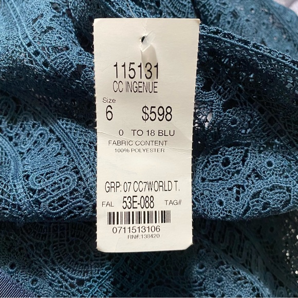 Carlisle Collection Lace Dress &  Slip Dress Set, Button Up, Deep Teal, GORGEOUS - Picture 14 of 16